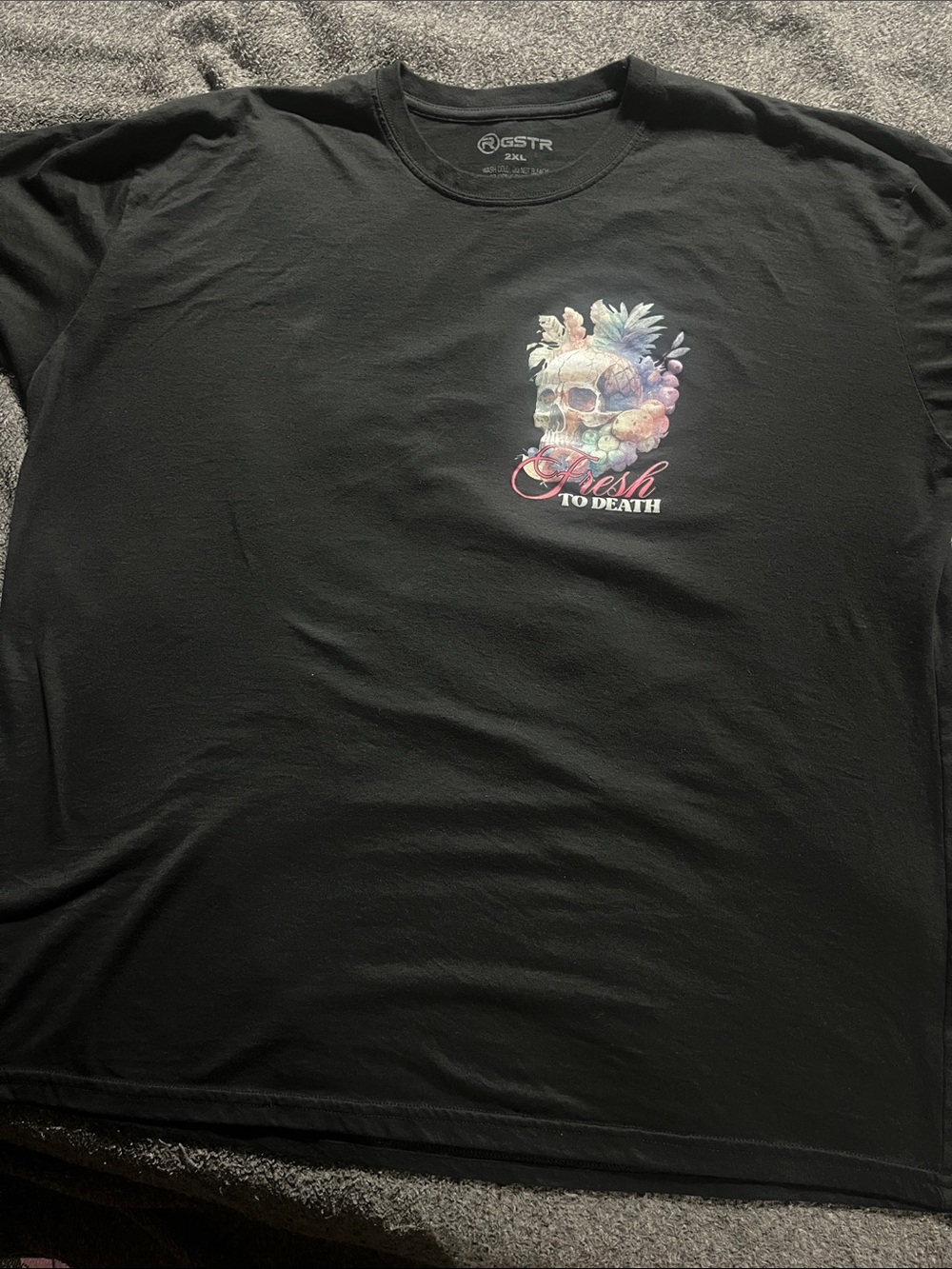 Black 'Fresh to Death' Skull Graphic Tee - Men